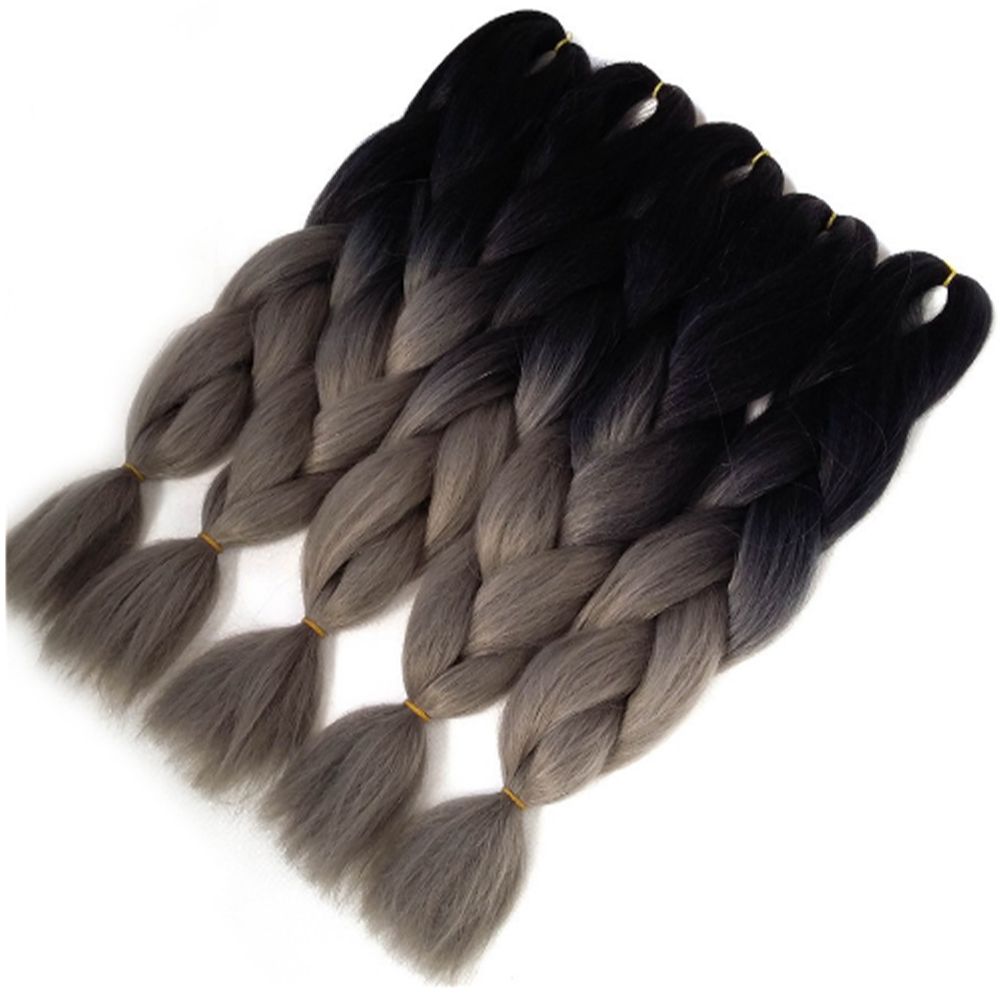 2021 Ombre Kanekalon Braiding Hair Two Tone Black Green Braiding Hair