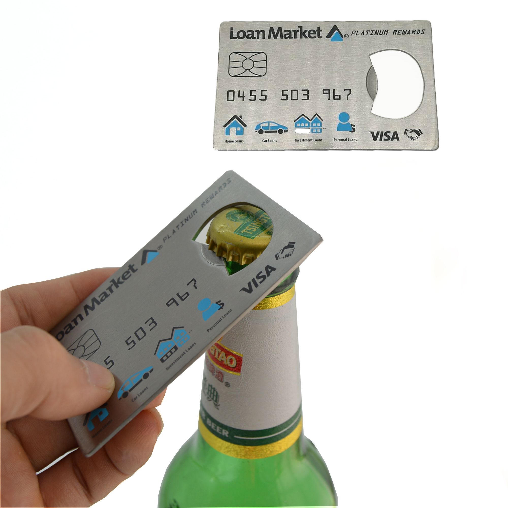 Custom Stainless Steel Metal Bottle Opener Card Shape Opener Easy Carry