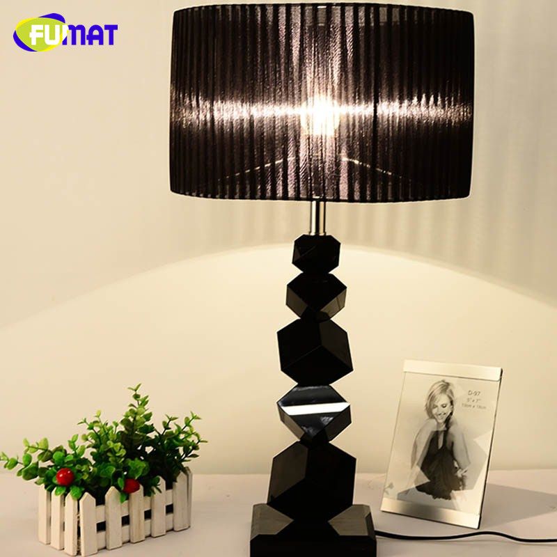 Fumat Modern Black Crystal Column Table Lamp Beside Fumat Modern Black Crystal Column Table Lamp Beside Light European American Fashion Cloth Lampshade Lamps E27 Led By Lightintheroom