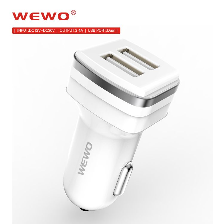 Original WEWO USB Car Charger Dual USB Output 2.4A Quick Car Battery