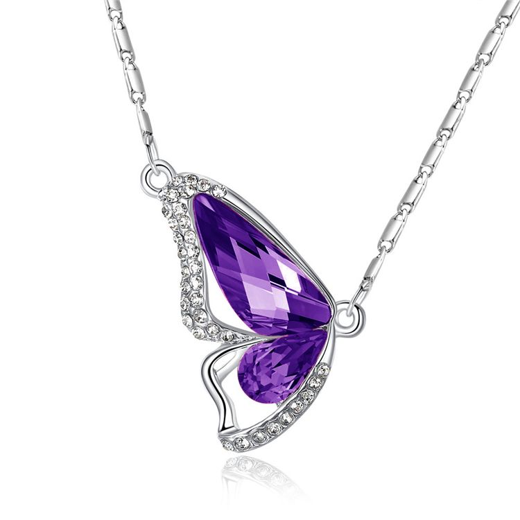 New Korean fashion Dancing butterfly pendant crystal pendant necklaces boutiques foreign trade sources women jewelry C014