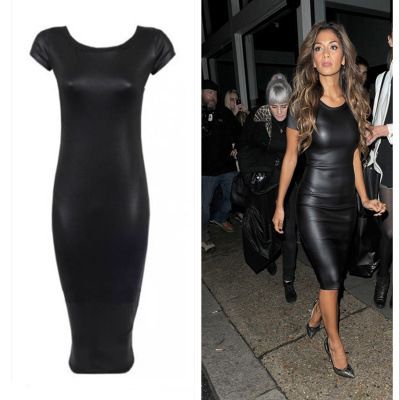 black leather pencil dress