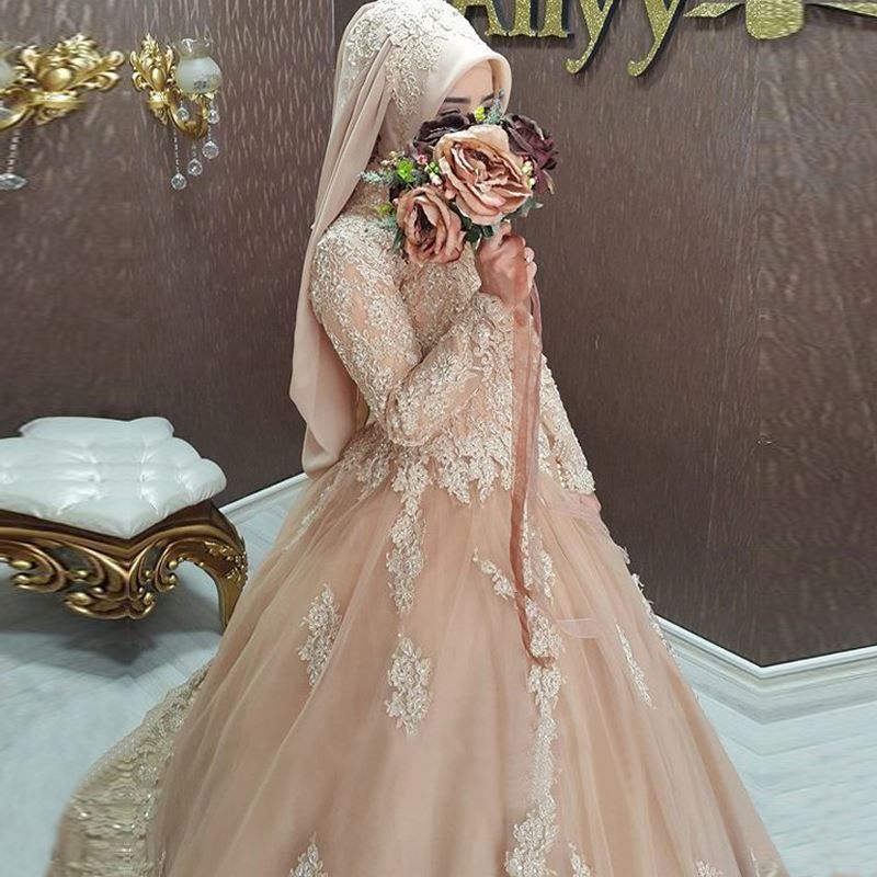 Hijab Style Turkish  Islamic Wedding  Dress  2019 Women Robe 