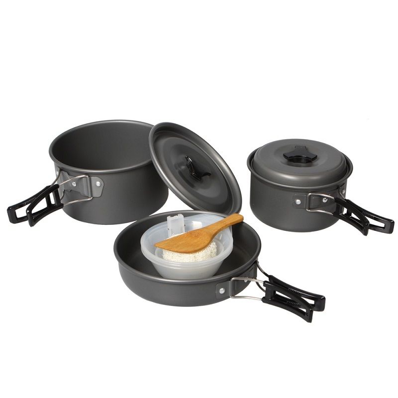 Outdoor Camping Hiking Cookware Backpacking Cooking Picnic Bowl Pot Pan Set Pinic Equipment 2 3