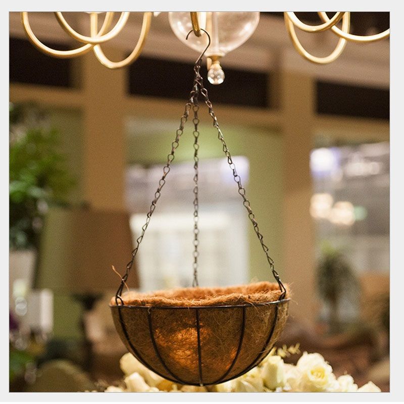 Compre Canasta Colgante De Flores Forjado Maceta De Coco Rota Macetas