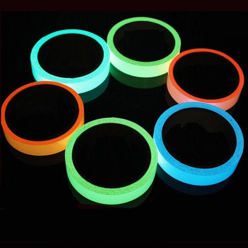 Cinta autoadhesiva de 3 colores de PVC luminoso para visi/ón nocturna que brilla en la oscuridad color azul y verde 4 cm