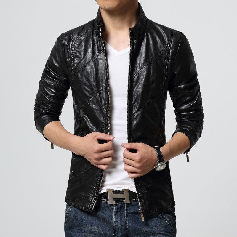 Handsome Black Leather Jacket For Men Multicolor Optional White From Qf128526 1908 63 Dhgate Com