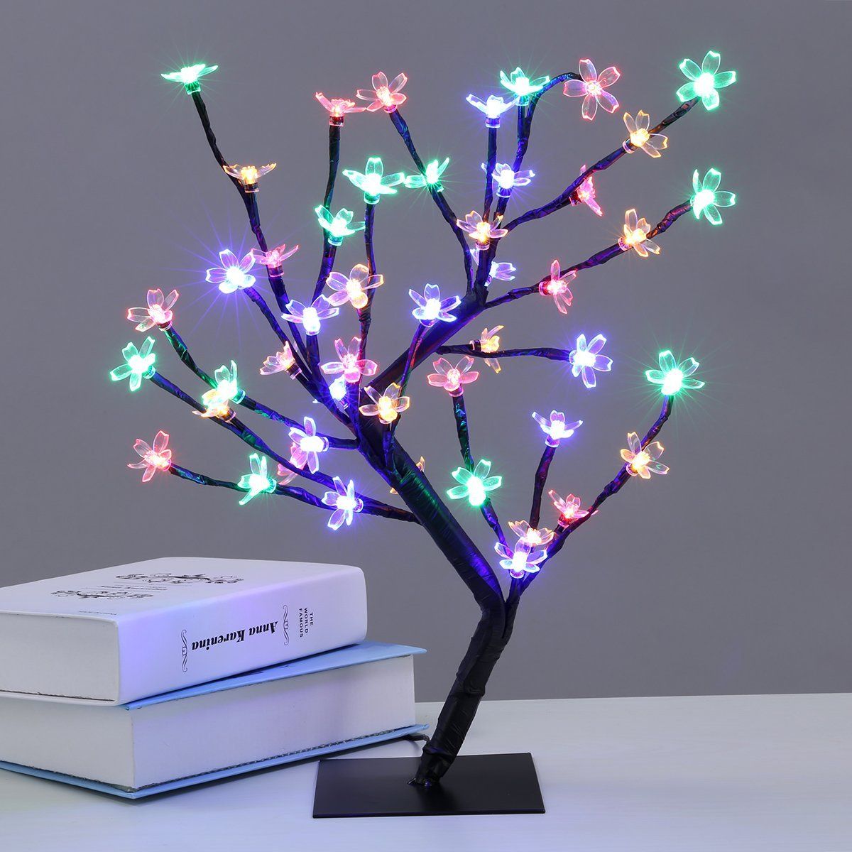 Acheter 45cm 48leds Arbre De Fleur De Cerisier Sallume Led Arbre De Fleur Lumière Bureau Bonsai Arbre Lumière Mariage Noël Décoration Intérieure