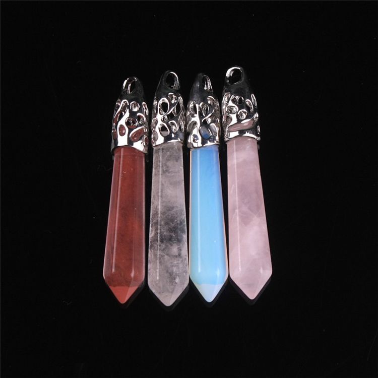Necklaces Pendants Hexagonal Prism Gemstone Rock Natural Crystal Quartz Healing Point Chakra Stone Charms Chains Necklaces for Women- 0580WH