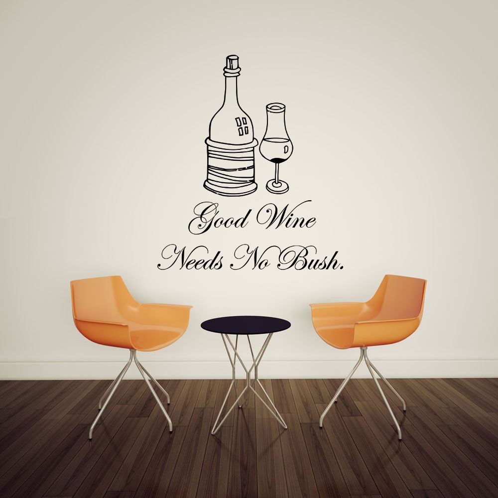 AW9090 Good Wine Needs No Bush English Quote Wall Stickers Home Decor