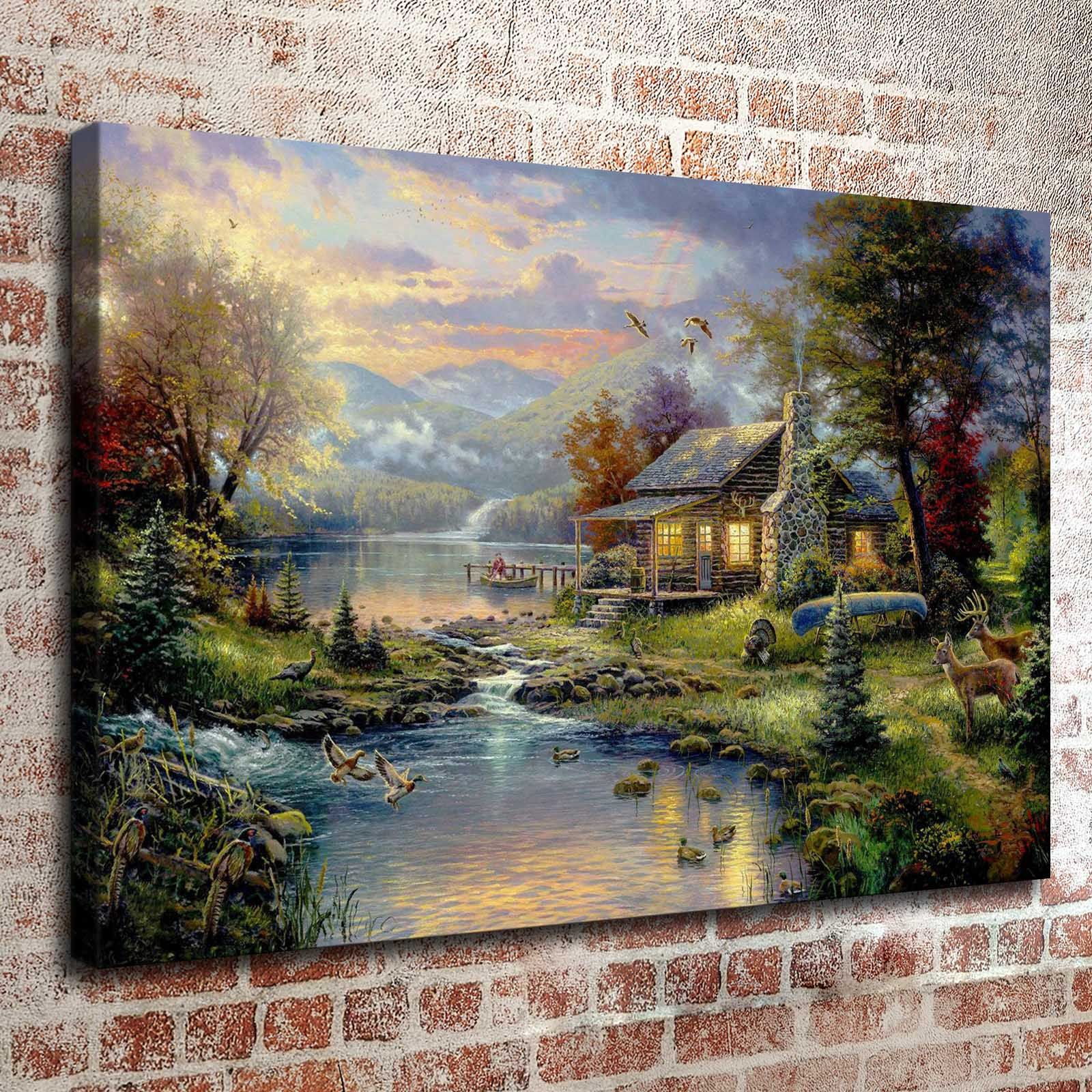Thomas Kinkade Oil Painting Landscape Rural Cottage Series