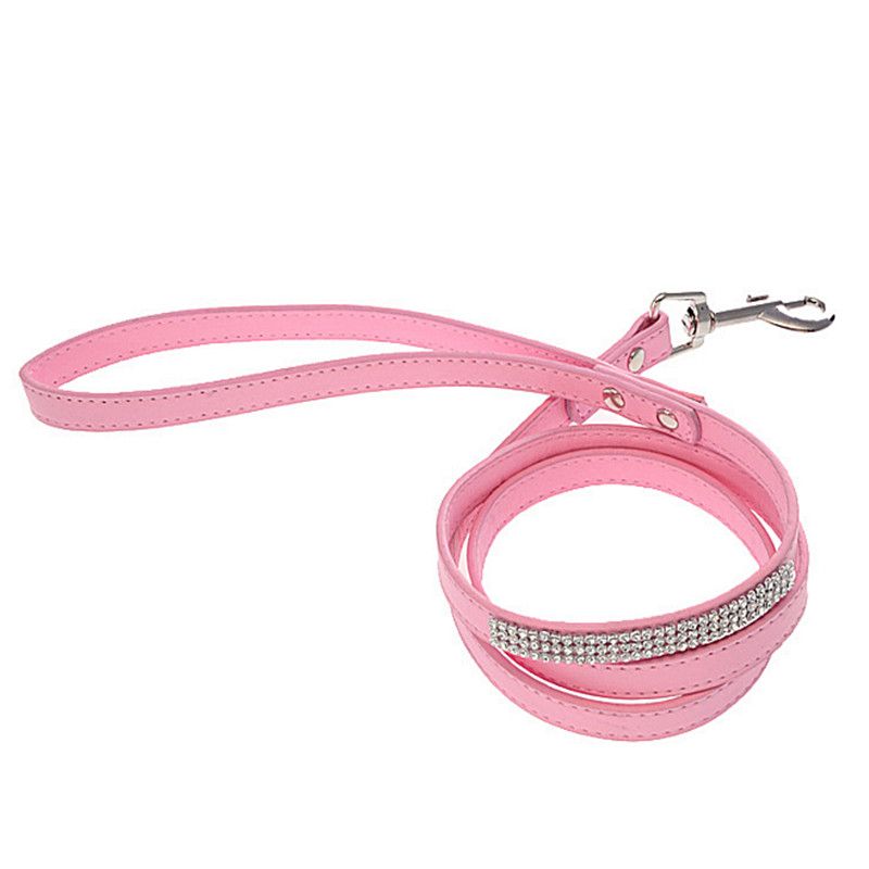 2020 Luxury Diamond Pet Plain Leash Small Large Rhinestone Dog PU Lead