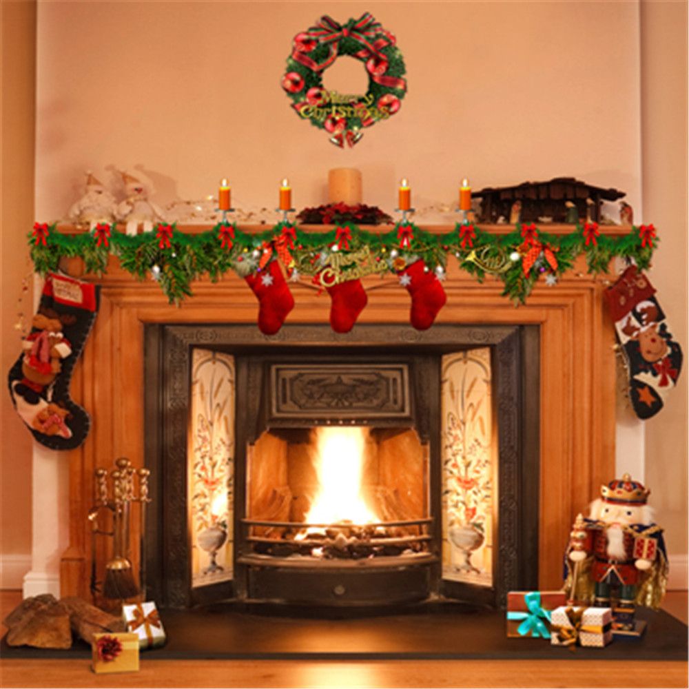 2019 Indoor Fireplace Garland Photography Studio Background Printed
