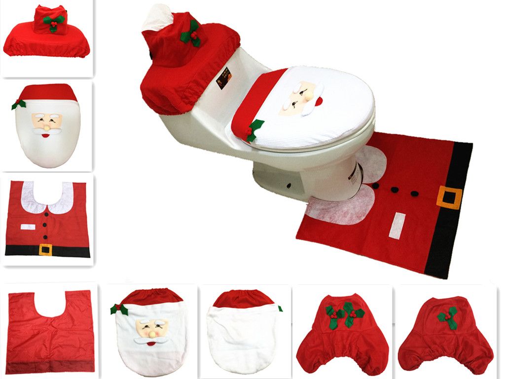 line Cheap Cheap Merry Christmas Santa Ornament Snowman Toilet Seat Cover Toilet Lid New Year Xmas Christmas Rug Bathroom Decoration Wholesale By