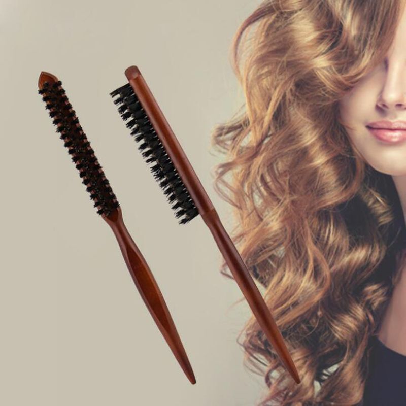 Pro Salon Hair Brush Wood Handle Fluffy Bristle Comb Dish Hairdressing