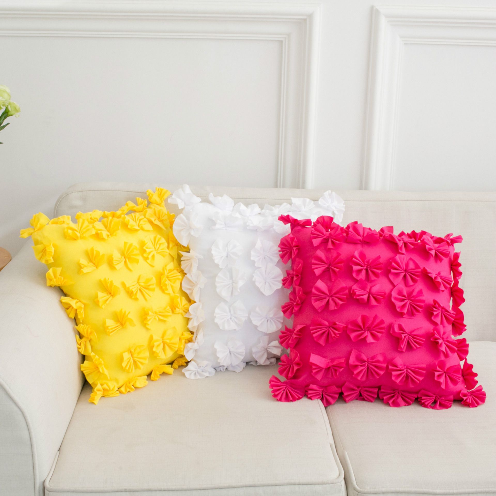 pink yellow white creative decorative modern cushion pillows cover pinkyellow