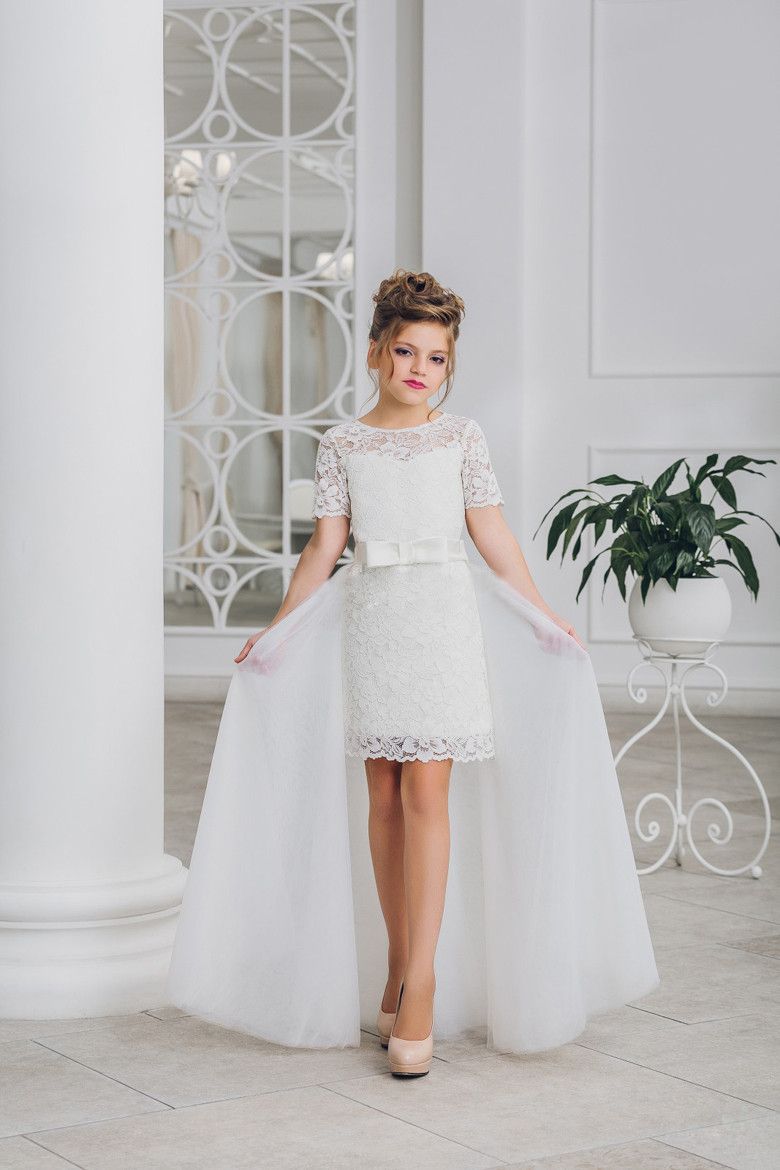 a line knee length flower girl dress