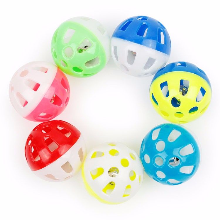 Plastic Pet Cat Toys With Small Bell Diameter 3.5cm Colorful Ball Toy