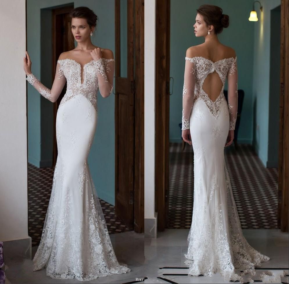 2016 Mermaid Wedding Dresses Off The Shoulder Plunging V Neck ... 2016 Mermaid Wedding Dresses Off The Shoulder Plunging V Neck ...