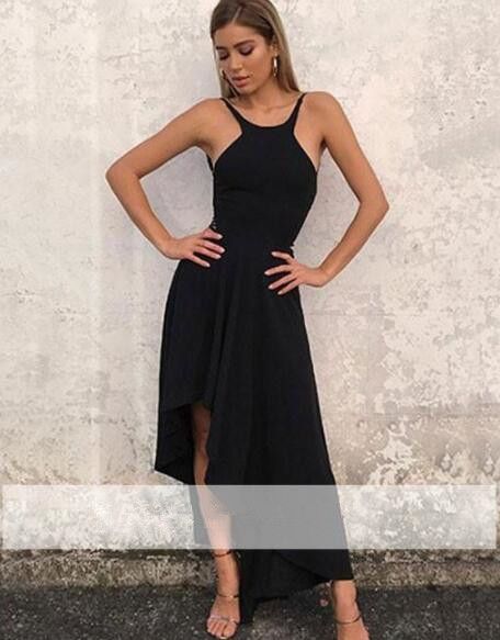 Acheter Sexy Asymétrique Longue Robes De Bal 2017 Rouge Foncé Noir En Mousseline De Soie Plage De Vacances De Soirée Formelle Robes De Fête Dos Nu