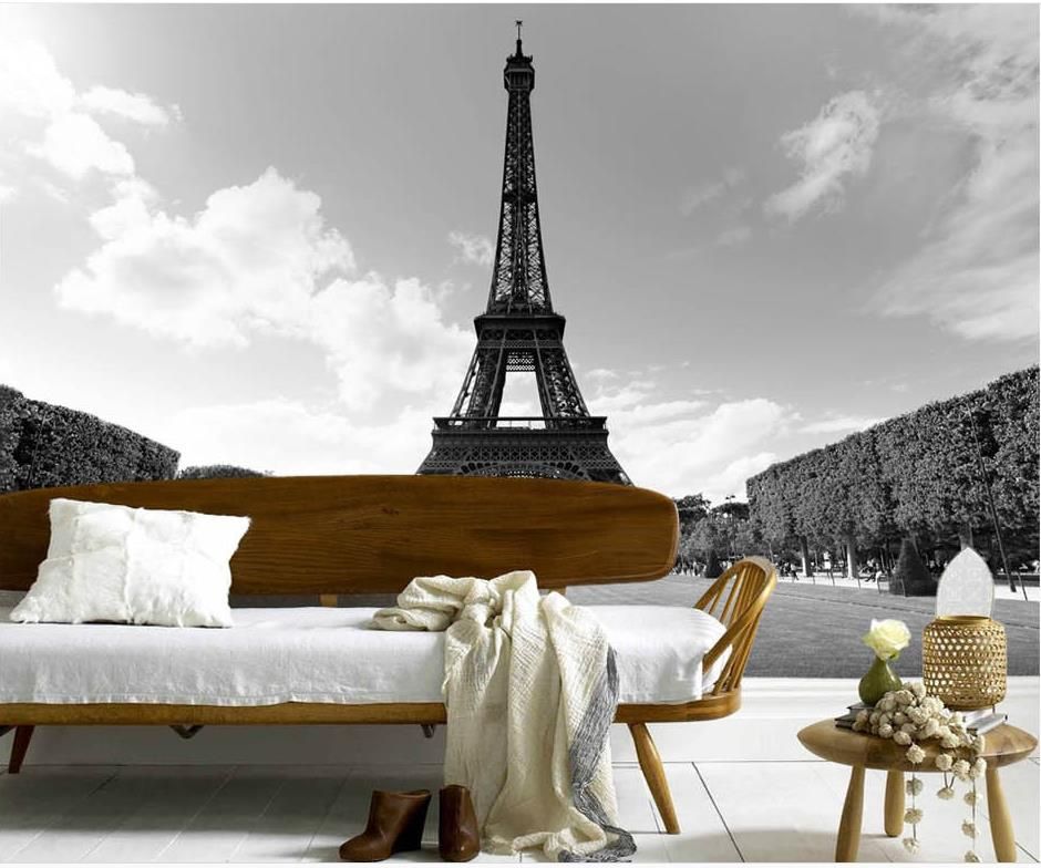 Grosshandel Schone Franzosische Eiffelturm Schwarz Weiss Landschaft Fototapete 3d Wallpaper 3d Tapeten Fur Tv Hintergrund Von Wallpaper20151688 4 94 Auf De Dhgate Com Dhgate