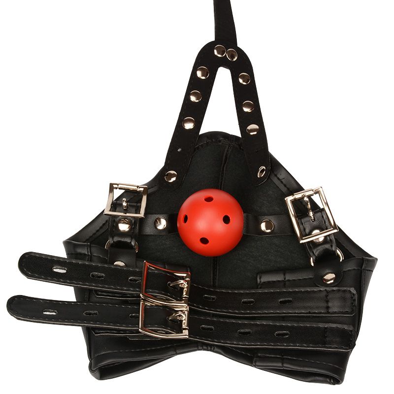 New PU Leather Head Harness Mouth Mask With ABS Ball Mouth Gag Mask ...