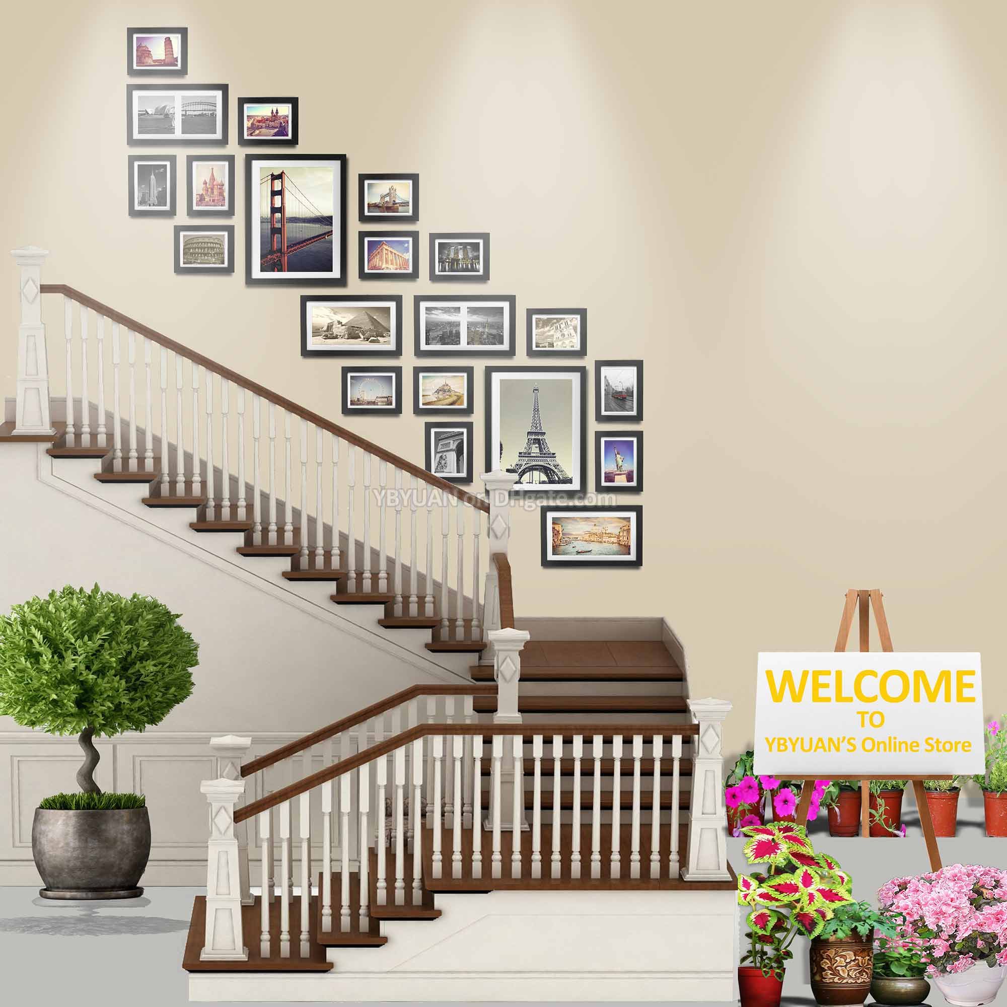 2019 Wood Photo Frame Stairwell Gallery Wall Large Modern Style Flat