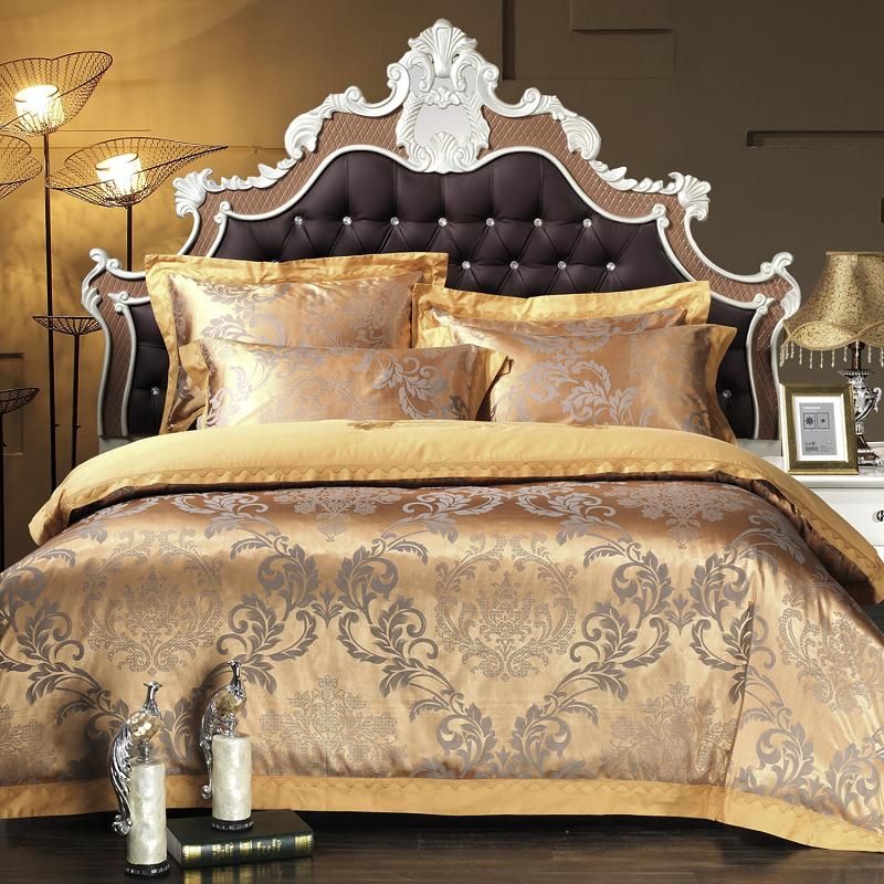 Whole Silk Bedding Set Bedclothes Embroidery Bed Linen Jacquard Whole Silk Bedding Set Bedclothes Embroidery Bed Linen Jacquard Duvet Cover King Queen Size Gold Bedspread Cotton Sheet Blue