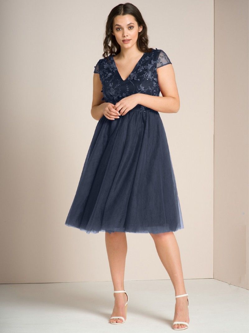 navy blue cocktail dress plus size