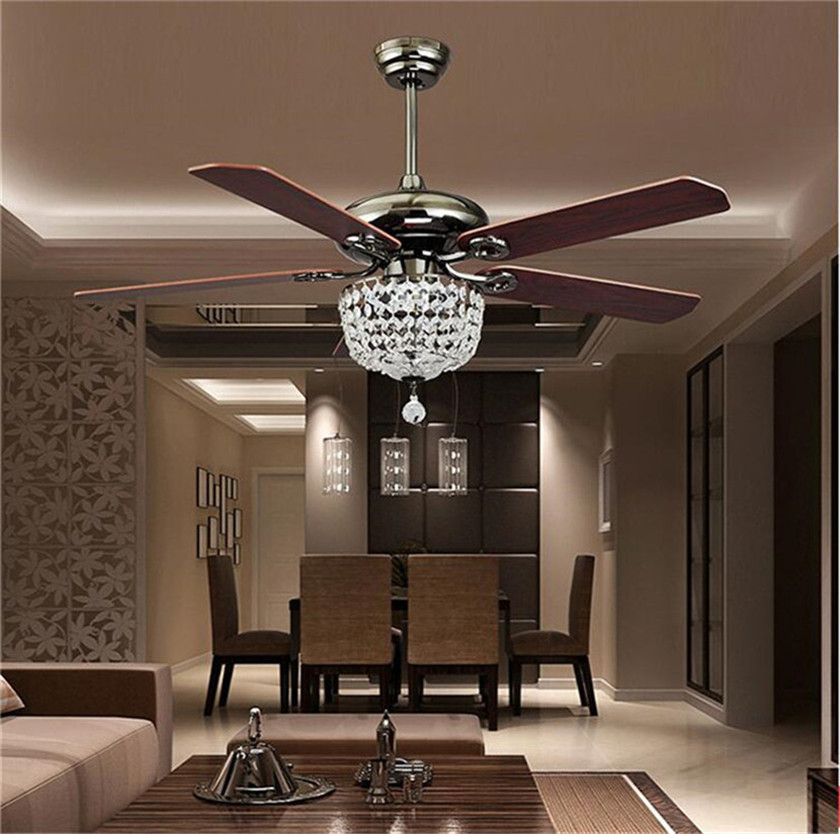 2018 Retro Ceiling Fans Luxury Crystal Light Lamp With Remote 2018 Retro Ceiling Fans Luxury Crystal Light Lamp With Remote Control 42 Inch 220v 110v Modern Lights Antique Wood Blade From Sunway518