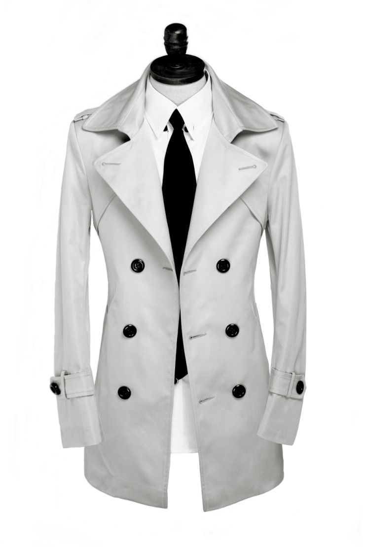 Mens Trench Coat Beige Fashion White Black Trouser Full Royal Detective Ursmart Single Ted Long Men S Windbreaker Waist Rice White Male Trench Coat Of Cultivate One Mity