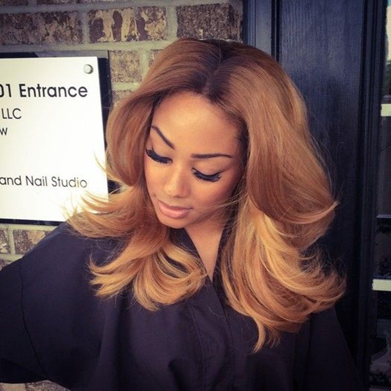 High Quality Super Wave Black Blonde Ombre Wig Heat Resistant