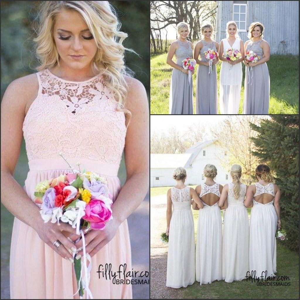 Hot Country  Style  Bridesmaid  Dresses  2019 Jewel Neck Top 