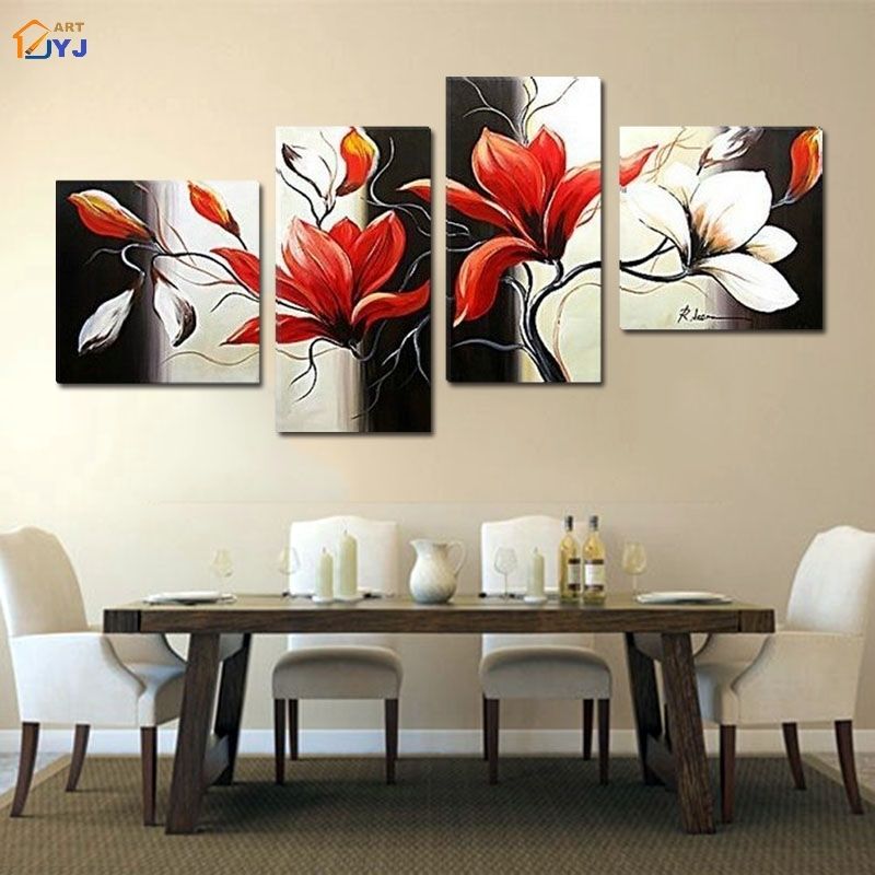 Magnolia Wall Art 4 panels modular magnolia picture handmade modern abstract oil Magnolia Wall Art 4 panels modular magnolia picture handmade modern abstract oil