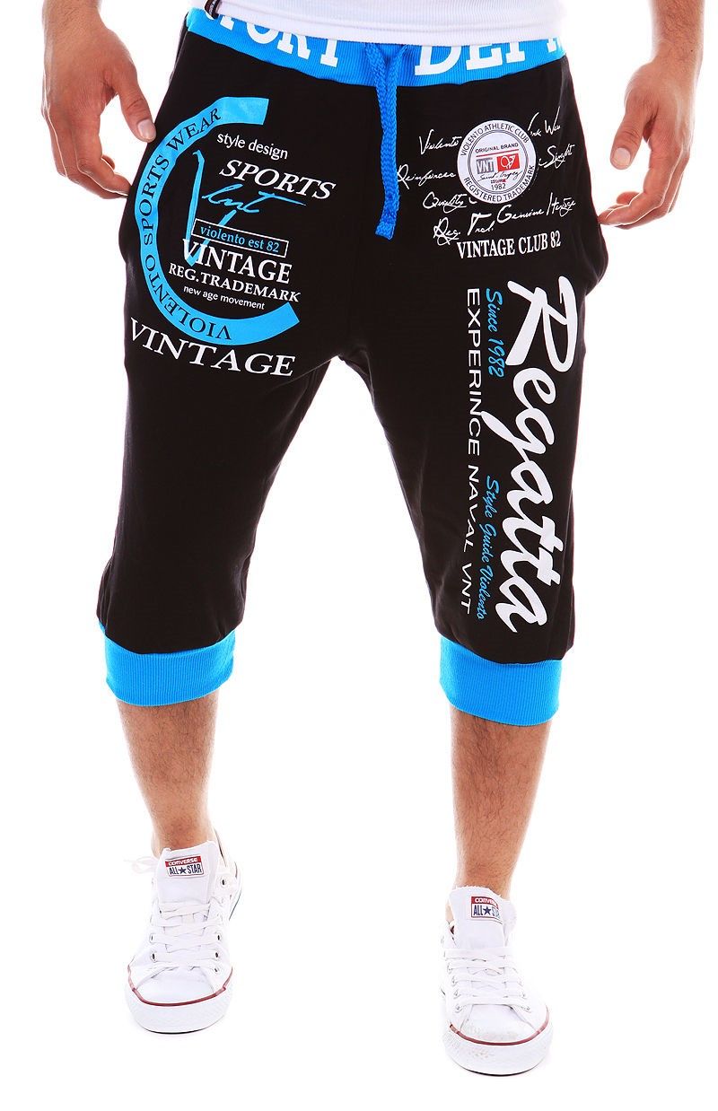 2021 Cotton Men Capri Pants Summer Casual Trousers Slim Fit Mens Joggers Letter Printed Gyms