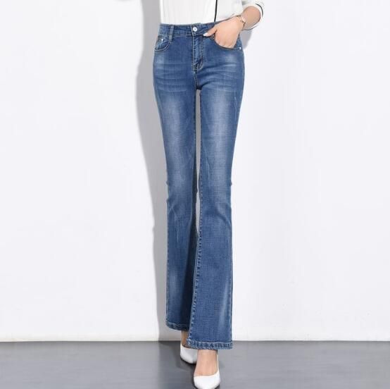 Compre Pantalones Acampanados Para Mujer Mas El Tamano Jeans De