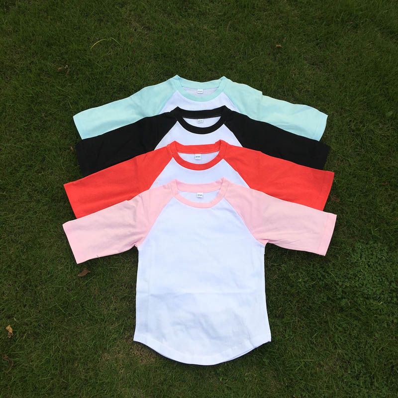 Wholesale Blanks 100% Cotton Baby Tshirt Color Block Patchwork Reglan ...