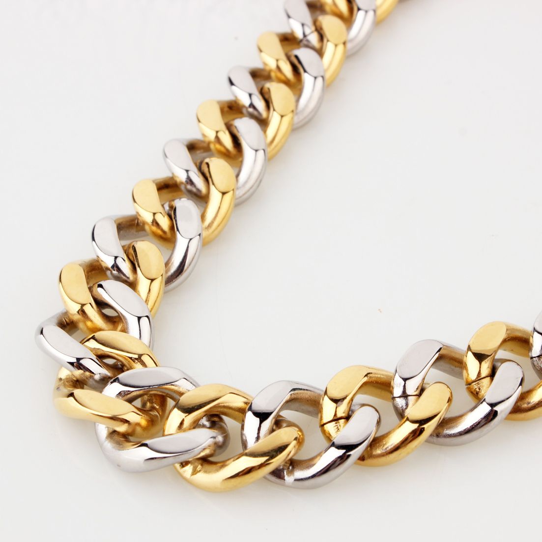 2021 Top Design 316L Stainless Steel Silver Gold Curb Cuban Chain