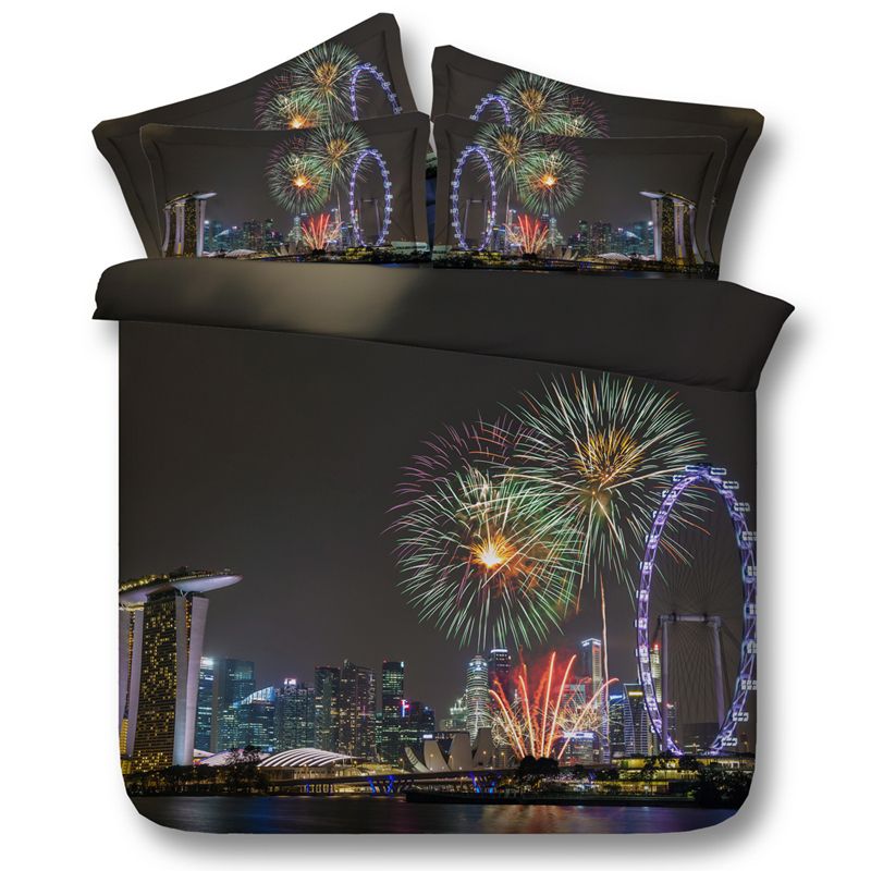 Seaside City Fireworks 3d Printed Bedding Sets Twin Full Queen King Seaside City Fireworks 3d Printed Bedding Sets Twin Full Queen King Size Bedspreads Bedclothes Duvet Covers Night View Fashion Design 3 Bedroom