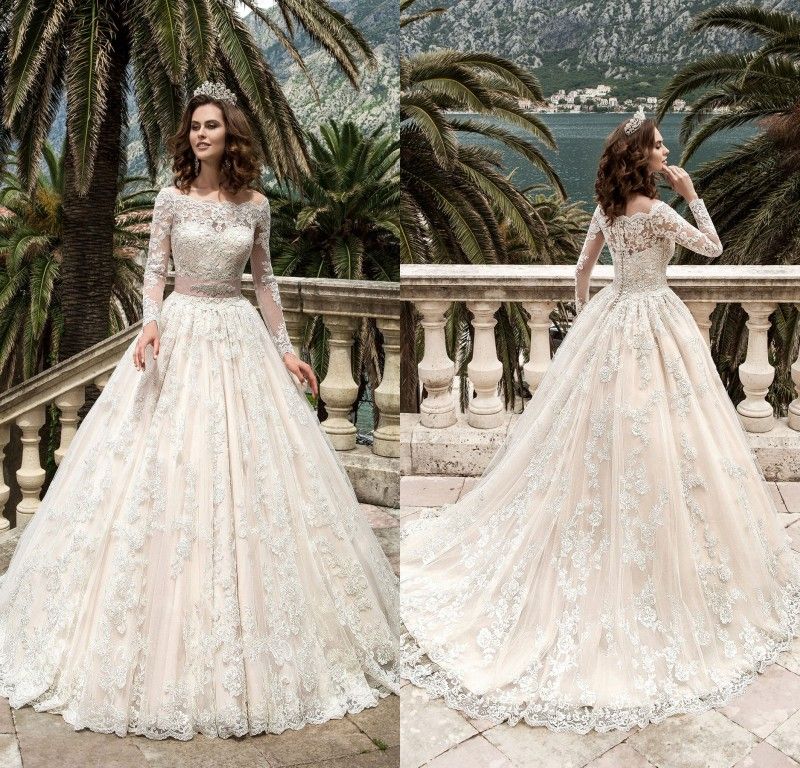 Discount 2019 Long Sleeve Full Lace Wedding  Dresses  Turkey  