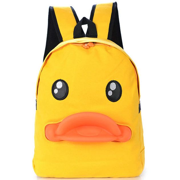 3D Duck Mouth Backpack Yellow Shape Daypack Funny Style Schoolbag