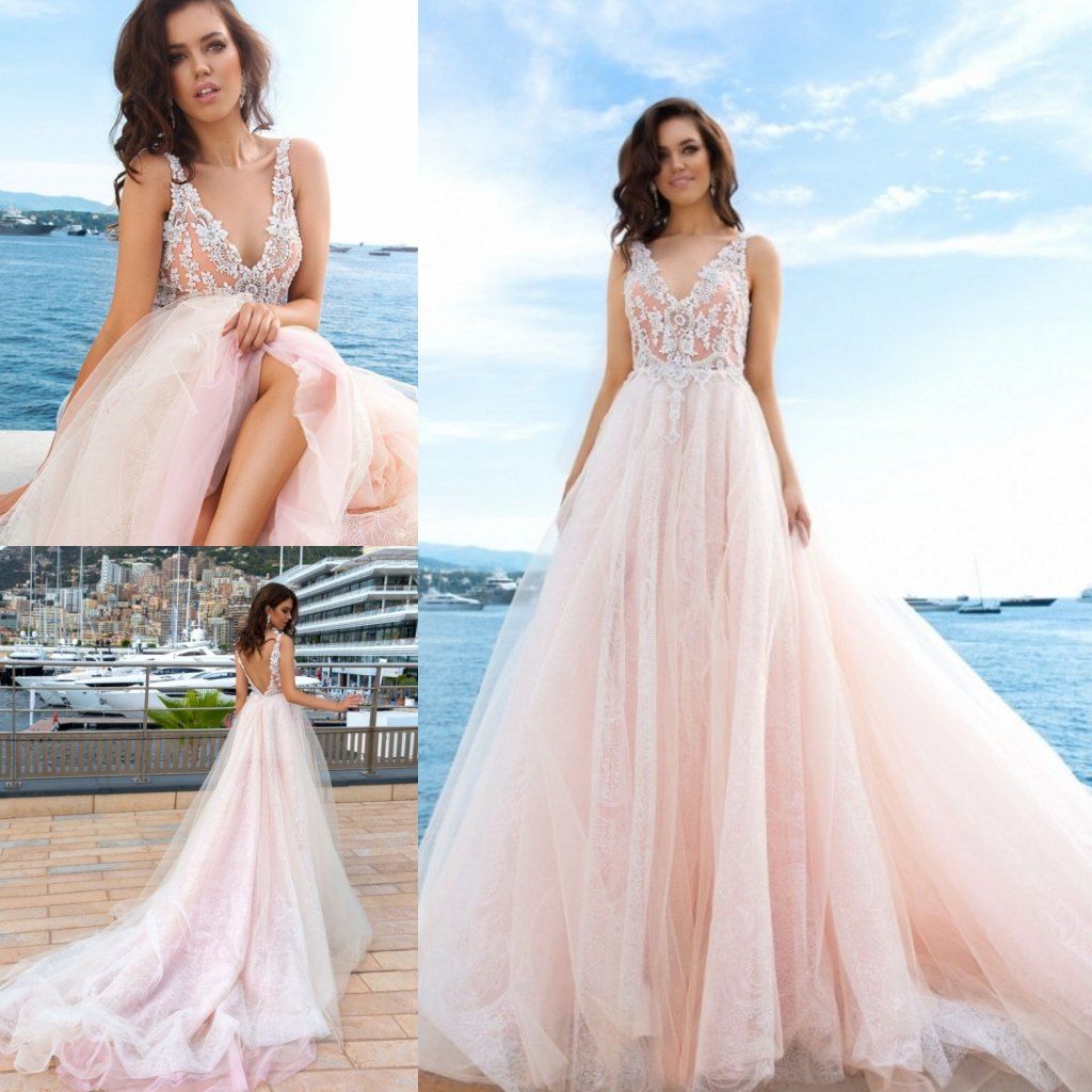 Discount Exquisite Blush  Pink Wedding  Gowns  High Quality 