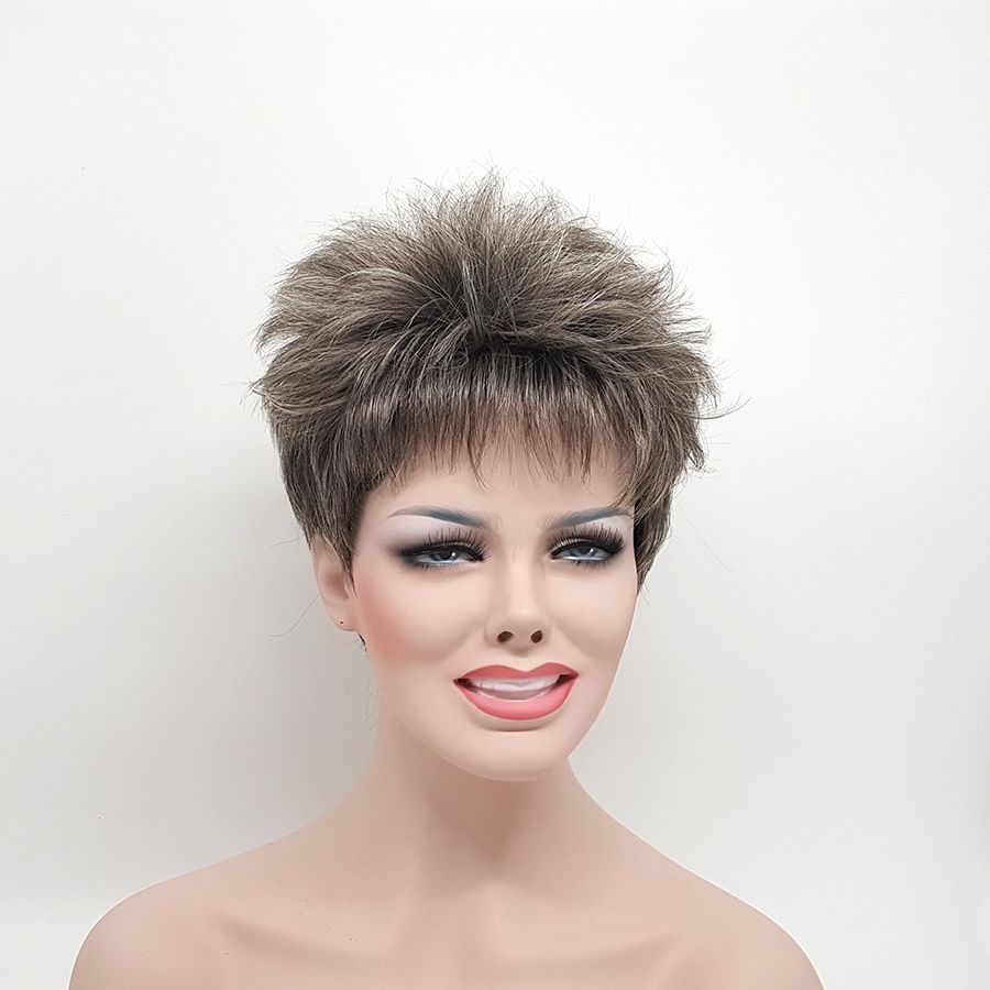 Natural Gray Short Wigs For White And Black Women Synthetic Hair