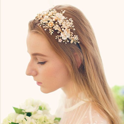 Luxury Wedding Bridal Flower Headband Freshwater Pearl Crown Tiara