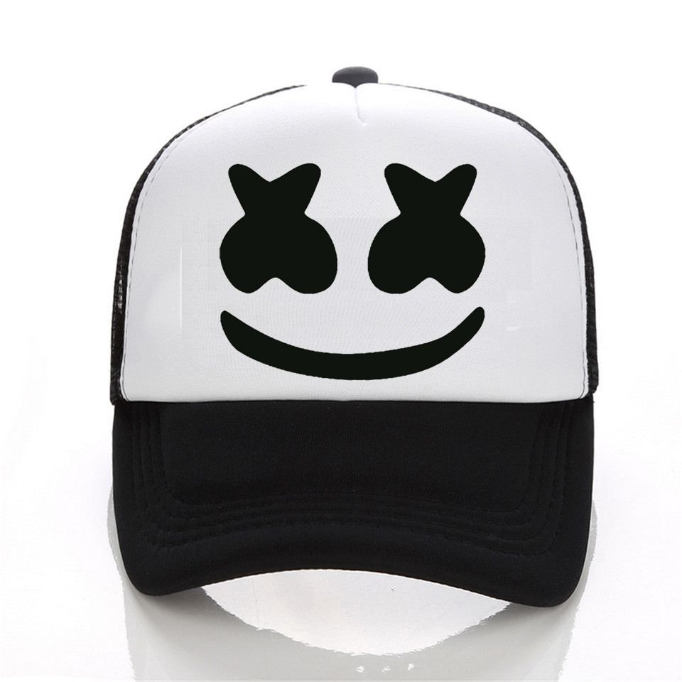 New Arrived Marshmello Face Men Baseball Cap Boy Casual Homme Cap Black