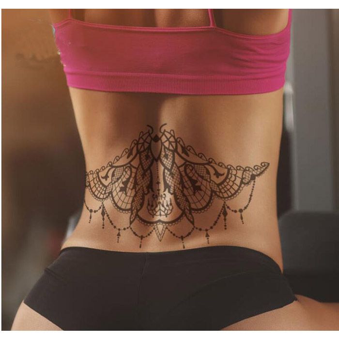 Acheter Corps Couronne Sexy Tatuagem Tatouage Art Du Corps Tatouage Temporaire Bleu étoile Rouge Fleurs Taille Cercle Tatoo Autocollant 24 X 138cm