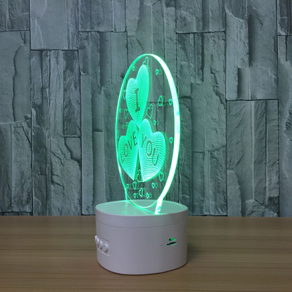 2021 3D Hearts LED Lamp Speaker 5 RGB Lights USB Charging Bluetooth