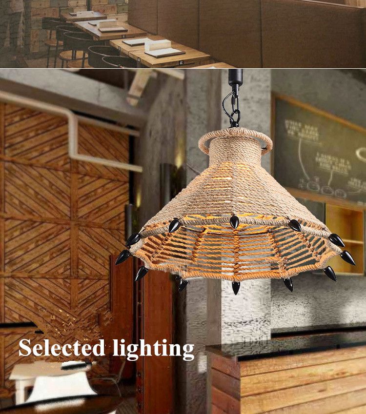 Modern Pendant Lighting Retro Industrial Design Rope Pendant Lamps E27 Edison Bulb Chandelier Pendant for Restaurant Bar Lighting