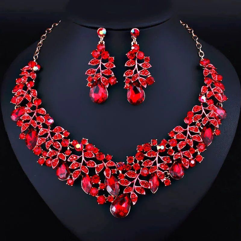 2021 Simple Style Africa Jewelry Set Royal Blue Noble Necklace Earrings