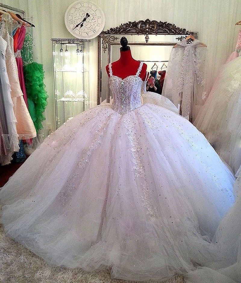 Luxurious Crystals Ball Gown Spaghetti 